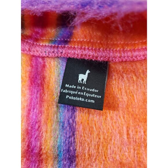 POKOLOKO Alpaca Scarf infinity Colorful Soft Fuzzy Pink Orange Ecuador - Picture 6 of 8